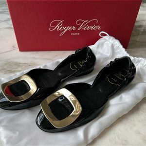 Roger Vivier Chips Flats Black Patent Leather - Size 34